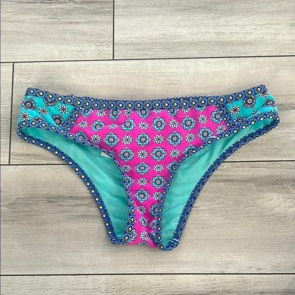 Hobie pink blue bikini swim bottom size small NWOT